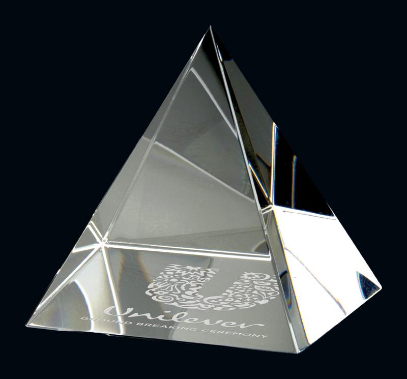 Crystal Pyramid Paperweight - shoptrophies.com