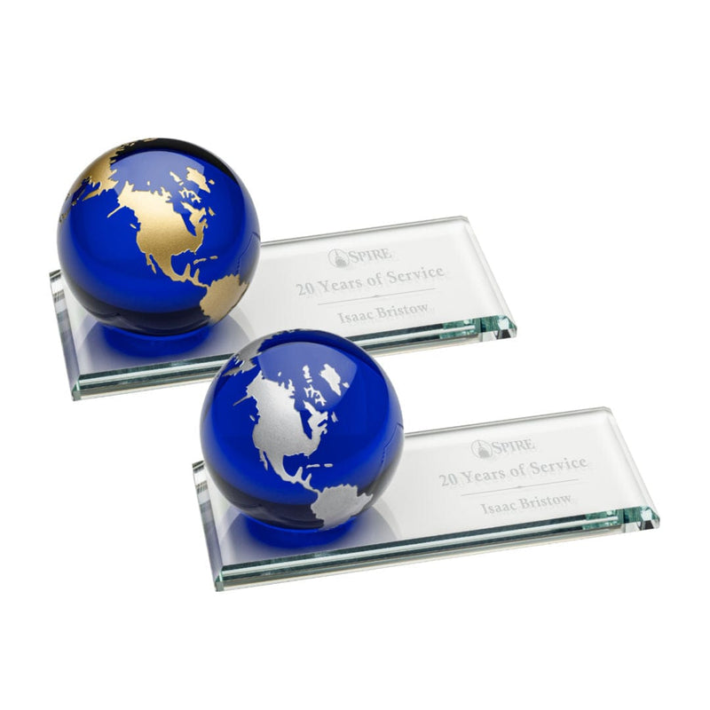 Crystal Sapphire Fairfield Globe Award - shoptrophies.com