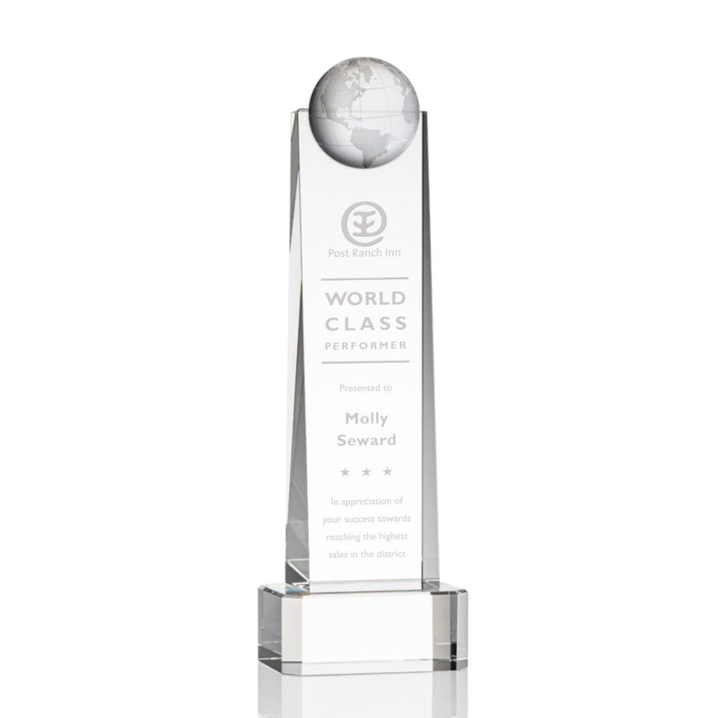 Crystal Sherbourne Globe Clear Base Award - shoptrophies.com