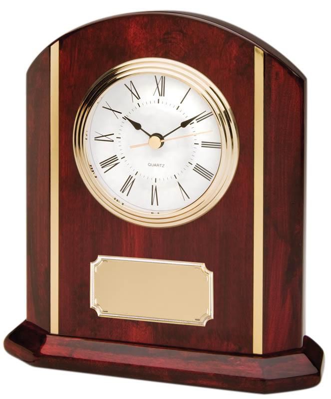 Curved Top Standing Clock Rosewood and Gold - shoptrophies.com