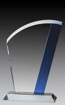 Glass Clear Fan Blue Accent Award - shoptrophies.com
