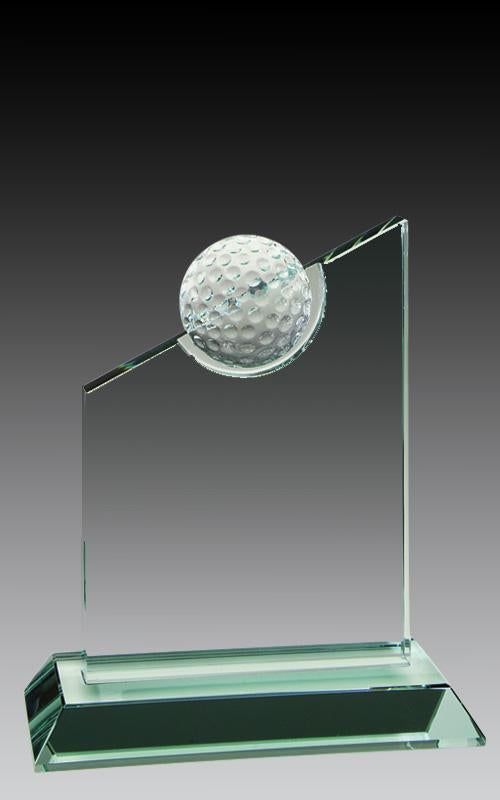 Glass Jade Peak w Golf Ball Award - shoptrophies.com