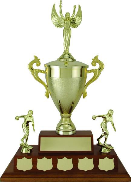 Largo Annual Cup with Figure on Genuine Walnut Base - shoptrophies.com