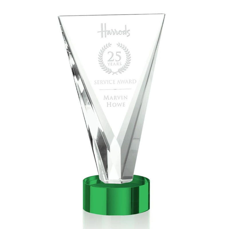 Mustico Optical Crystal Award Green Base - shoptrophies.com