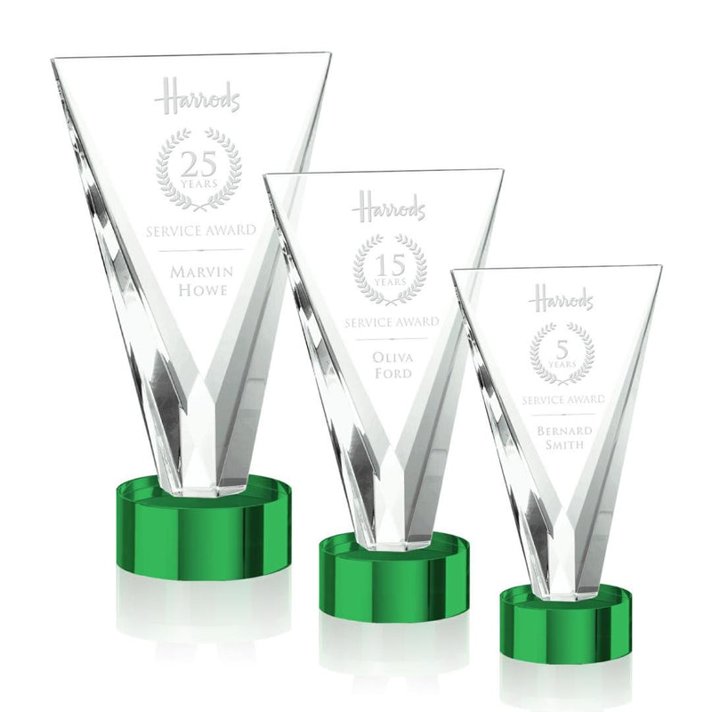 Mustico Optical Crystal Award Green Base - shoptrophies.com