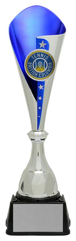 Plastic Bruno Cup with 2 inch Holder in Silver and Blue - shoptrophies.com
