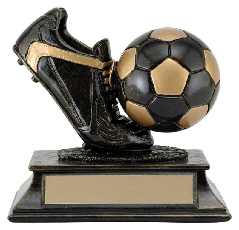 Resin Aztec Gold Ball & Shoe Soccer Trophy - shoptrophies.com