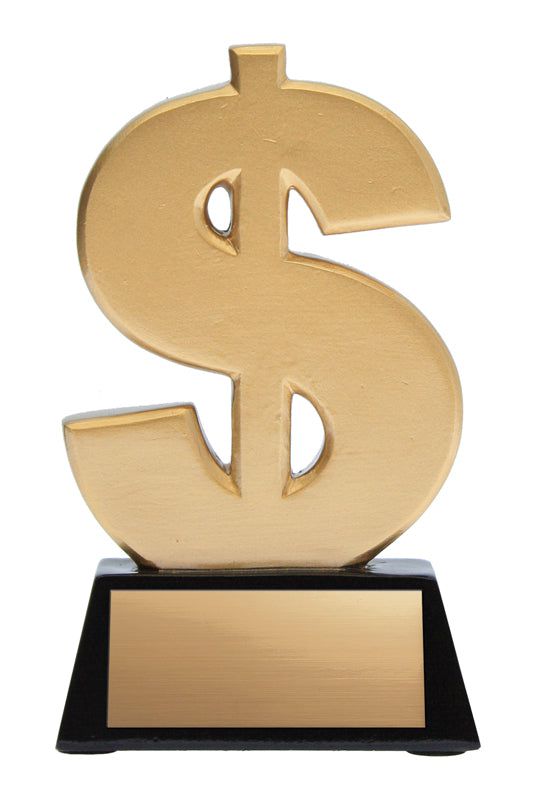 Resin Dollar Sign Trophy - shoptrophies.com