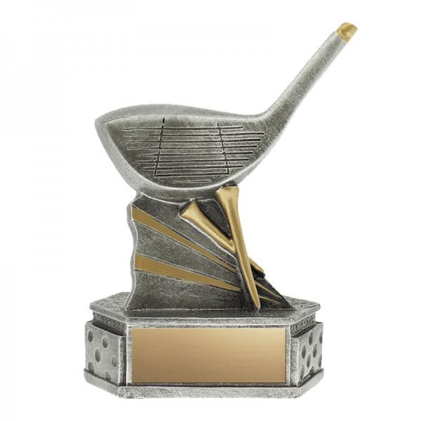 Resin Golf Driver Antique Siver & Gold Trophy - shoptrophies.com