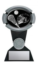 Resin Impact Series Lacrosse Trophy in Black and Silver - shoptrophies.com