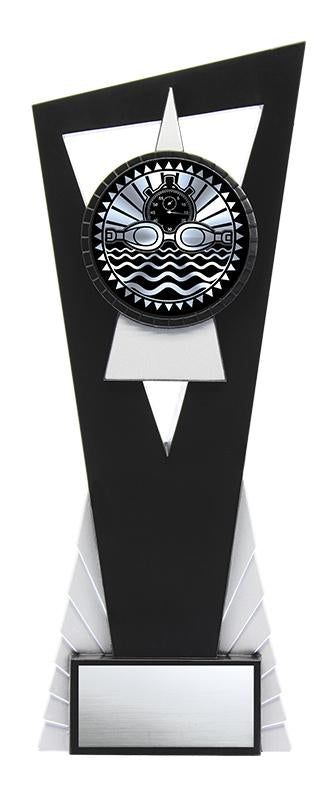 Resin Solar Series Swimming Trophy in Black and Silver - shoptrophies.com