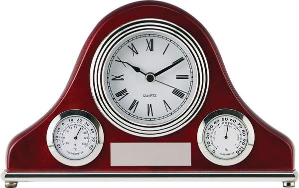 Riviera Rosewood Weather Station Clock - shoptrophies.com