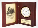 Rosewood Book Clock with Gold Trim - shoptrophies.com