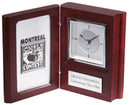 Rosewood Book Clock with Silver Face - shoptrophies.com