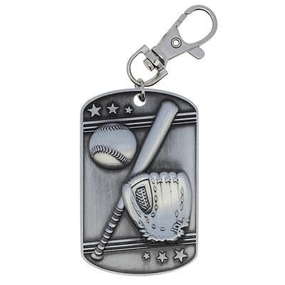Silver Baseball Zipper Pull Dog Tag Zipper - shoptrophies.com