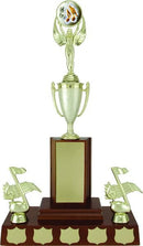 Stipple Annual Cup with Figure on Genuine Walnut Base - shoptrophies.com